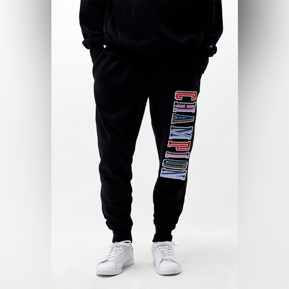 CHAMPION | Black Collegiate Applique Reverse Weave Sweatpants Sz S